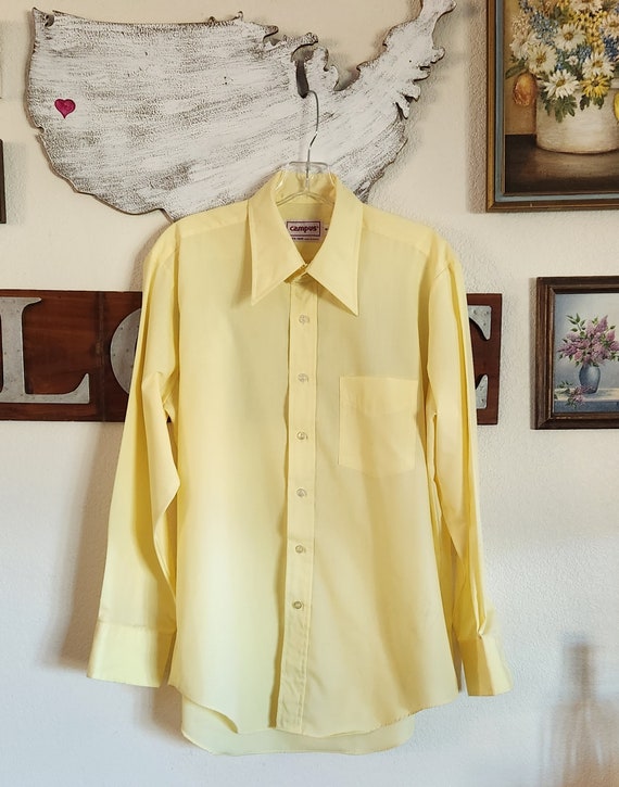 Vintage Yellow Men's Long Sleeve Shirt by Campus … - image 2