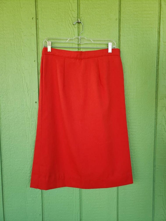 Vintage 1970's Red Skirt | Hand Made Knee Skirt |… - image 4
