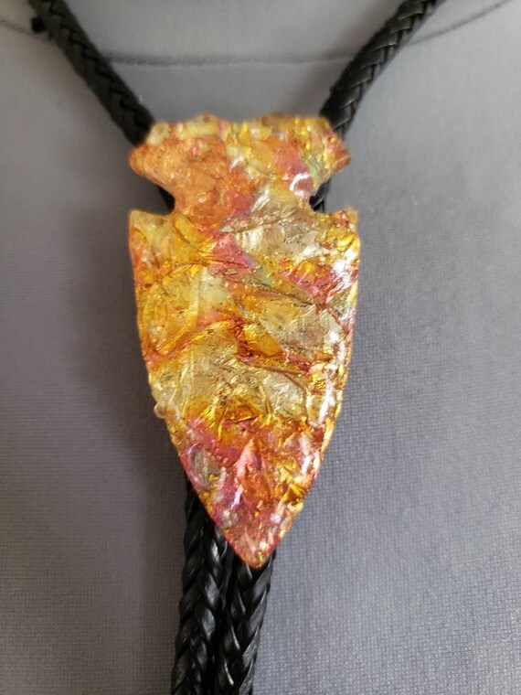 Vintage Mod Dichroic Plastic Arrowhead Bolo Tie, … - image 3