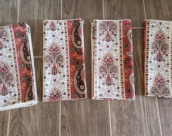 Vintage Fabric Napkins  17&quot; X 17.5&quot;  | Paisley Botanical Batik Print Cloth Napkins Set of 4
