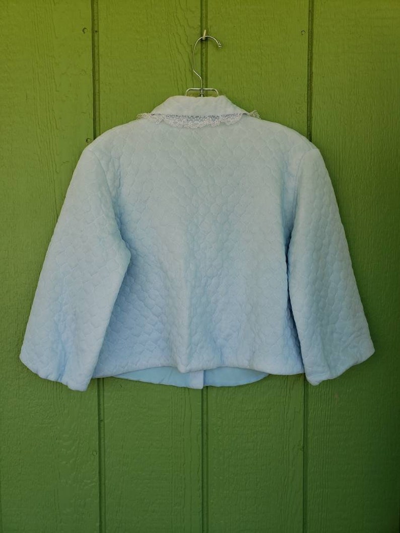 Baby Blue Bed Jacket Vintage 1950/'s Quilted Bed Jacket Rockabilly Quilted Bed Jacket Robe