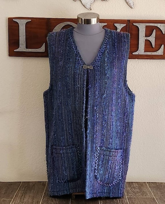 Vintage Woven Knit Long Vest by Ann Buckmaster Wool Long Blue Vest M/L See Measurements - Etsy Vintage Woven Knit Long Vest by Ann Buckmaster Wool Long Blue Vest M/L See Measurements - Etsy