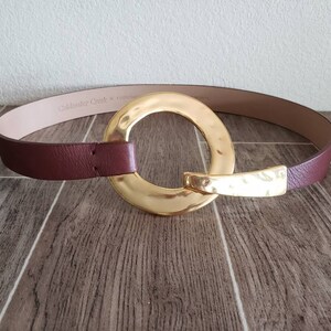 Vintage brown leather belt gold tone hardware s-l400.jpg main image 2