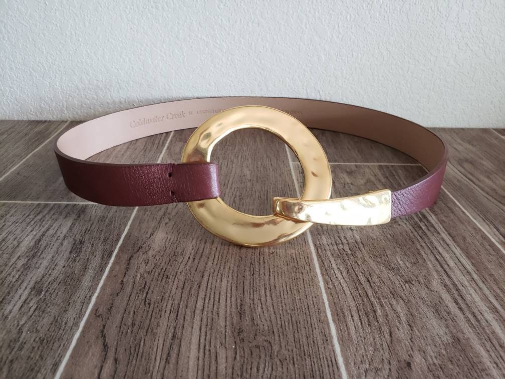Vintage Leather Cold Water Creek Brown Belt With Gold Tone  display picture 2