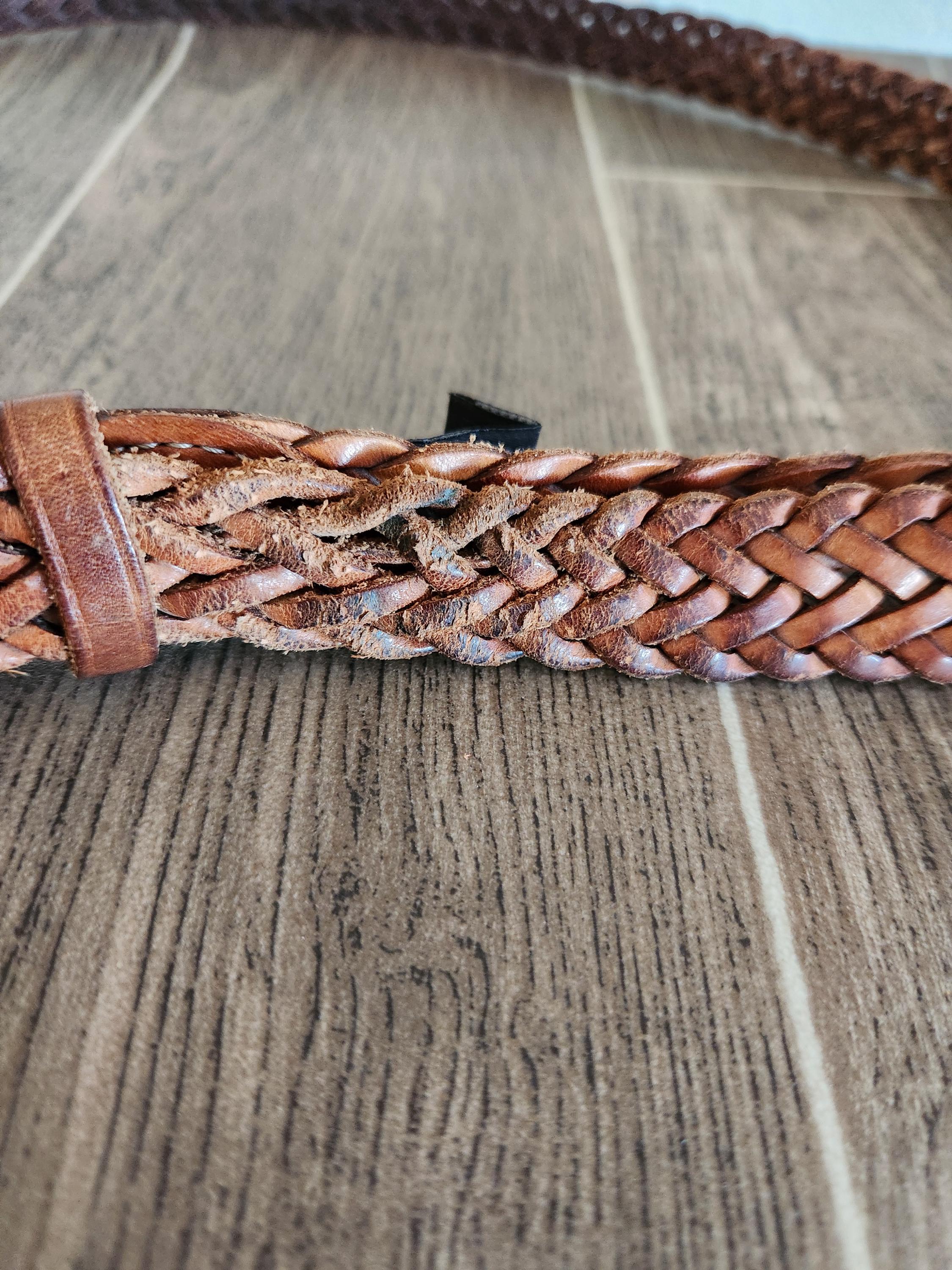Vintage Brighton Brown Braided Leather Belt With Brass  display picture 1