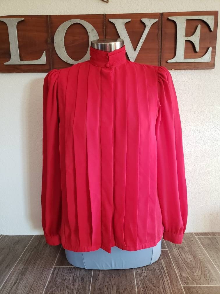 80s Pleated Blouse - Etsy 80s Pleated Blouse - Etsy