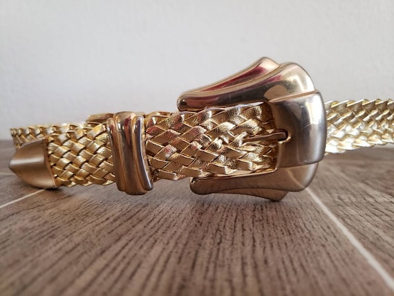 Vintage Gold Braided Belt by Day Lor Shiny Gold Braided Belt and