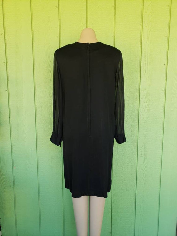 Vintage Black Cocktail Shift Dress with Sheer Bis… - image 7