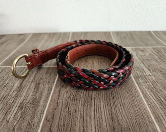 70s Vintage Boho Western Circle Disc Leather Belt Small  display picture 2