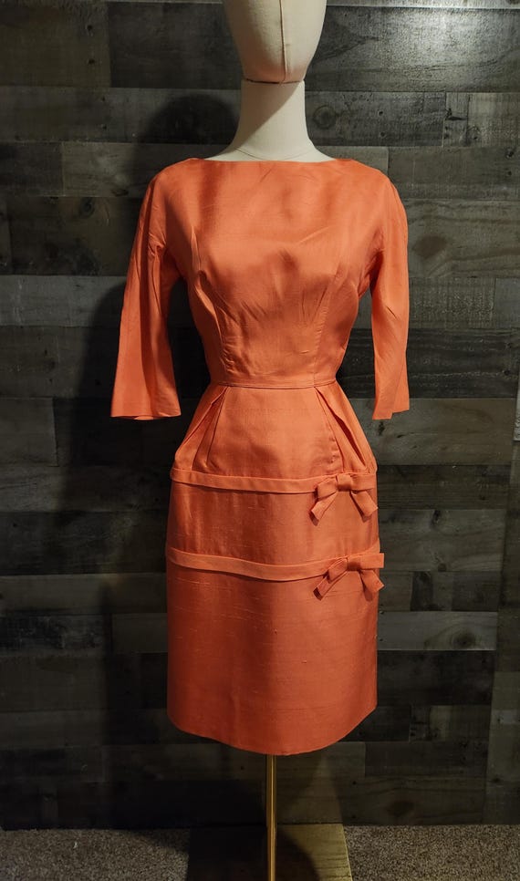 Vintage Orange Cocktail Dress | 1950's Cocktail Dress | S/M See  Measurements Listed - Etsy