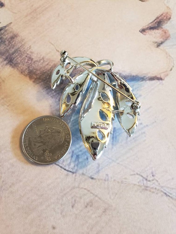 Vintage Lisner Silver Tone Leaf Brooch - image 5