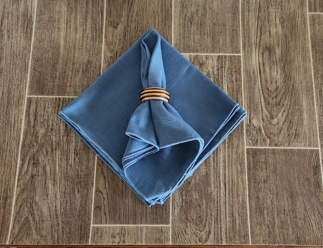 Vintage Cornflower Blue Fabric Table Napkins Set of 4 Etsy