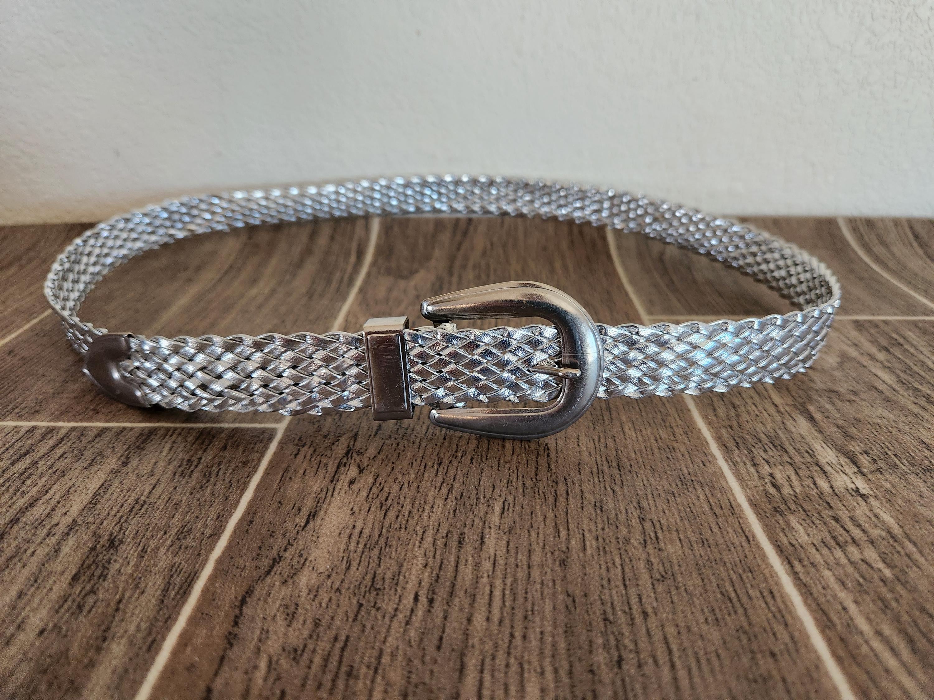 Vintage Braided Metal Stretch Belt 34\