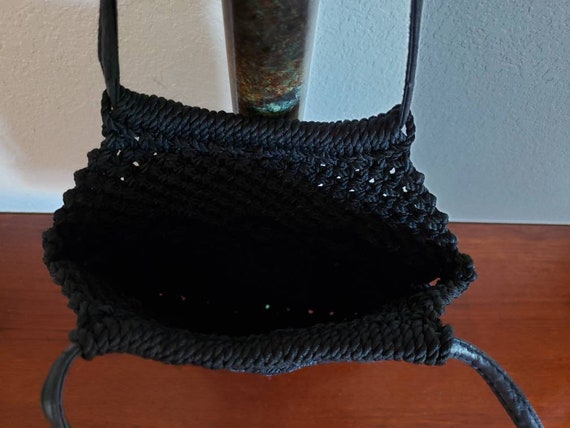 Vintage 1960's Black Thick Crocheted Handbag Purs… - image 6