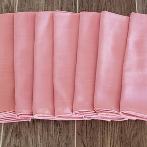 Vintage 1980's Dusty Rose Pink Cloth Napkins | Set of 8 Linen Feel Fabric Napkins  16" Square