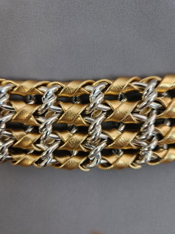 Vintage Metallic Gold Chain And Metallic Pleather… - image 4