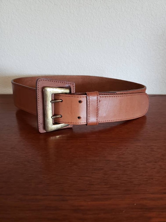 Vintage Wide Leather Rugged Belt, Brown Wide Leather … Gem