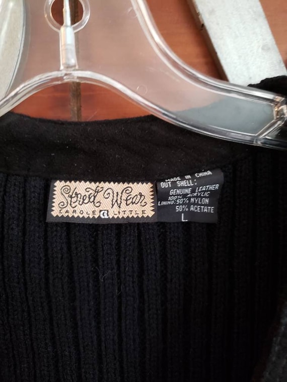 Vintage Black Suede and Knit Vest by Carole Littl… - image 5