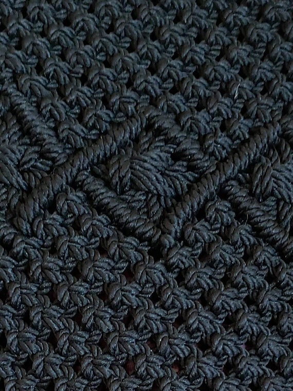 Vintage 1960's Black Thick Crocheted Handbag Purs… - image 4