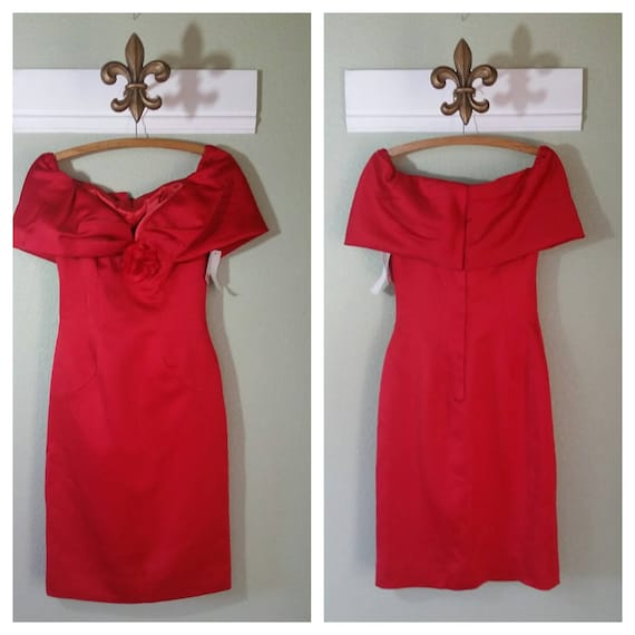 Victor Costa Cocktail Dress, 1980's Cold Shoulder