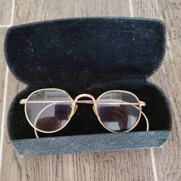 Vintage Wire Frame Glasses | Gold Framed 1930's Eyeglasses | B&L Ful-Vue 12 K GF