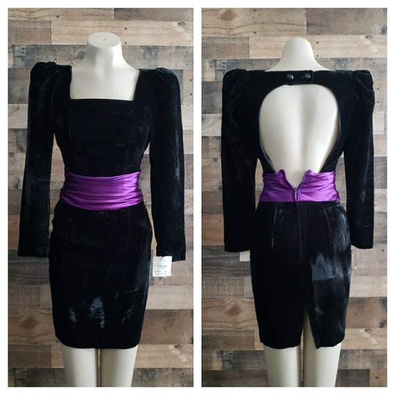 Vintage Velvet and Satin Cocktail Dress by Gunne … - image 1