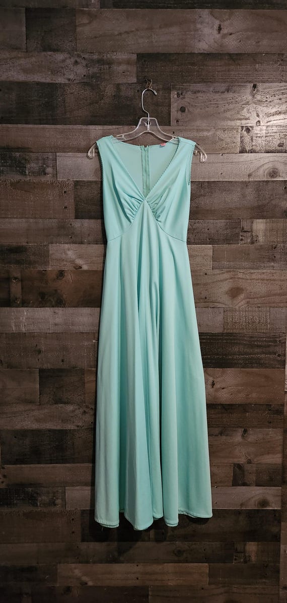 mint green empire waist dress Vintage 1970's Maxi - Sleeveless Maxi Dress WK52-ExclusionUS