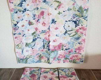 Serviettes en coton à fleurs vintage | Lot de 4 serviettes en coton | Abstrait floral de type Monet | 16 x 16 pouces