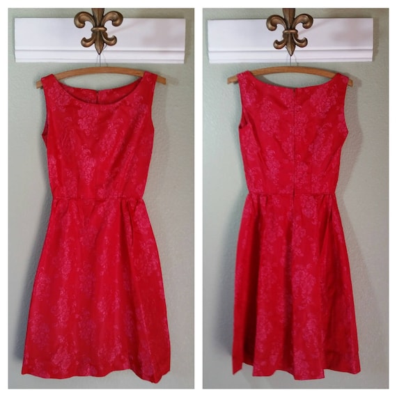1950's Pink Brocade Cocktail Dress, Sundress, Even