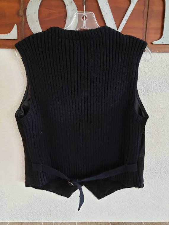 Vintage Black Suede and Knit Vest by Carole Littl… - image 3