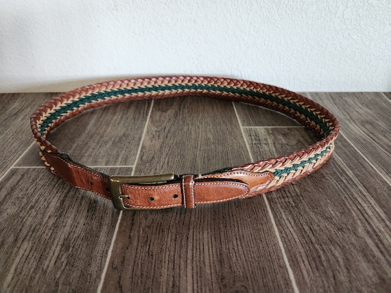 Vintage Woven Leather and Cord Belt | Braided Leather and  display picture 2