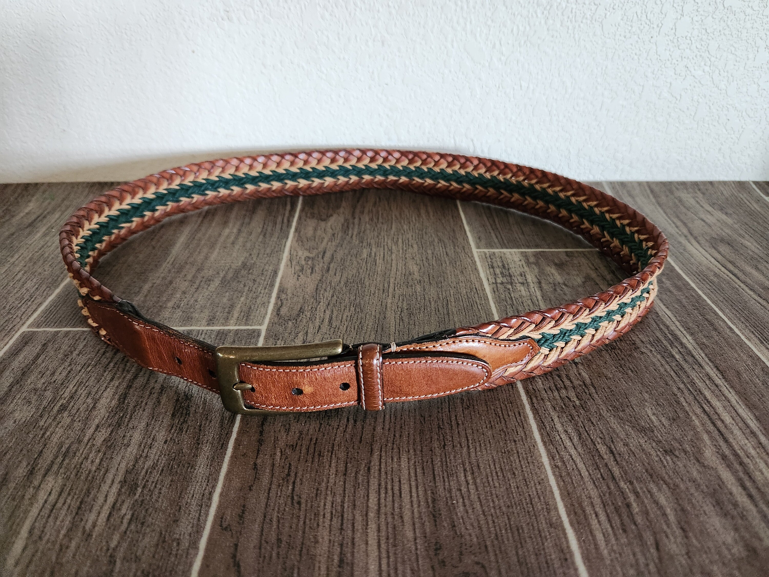 Vintage Woven Leather and Cord Belt | Braided Leather and  display picture 3