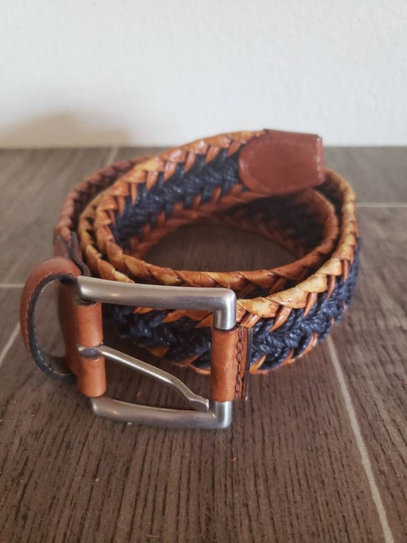 Vintage Braided Leather Belt | Brown Leather and … - image 8