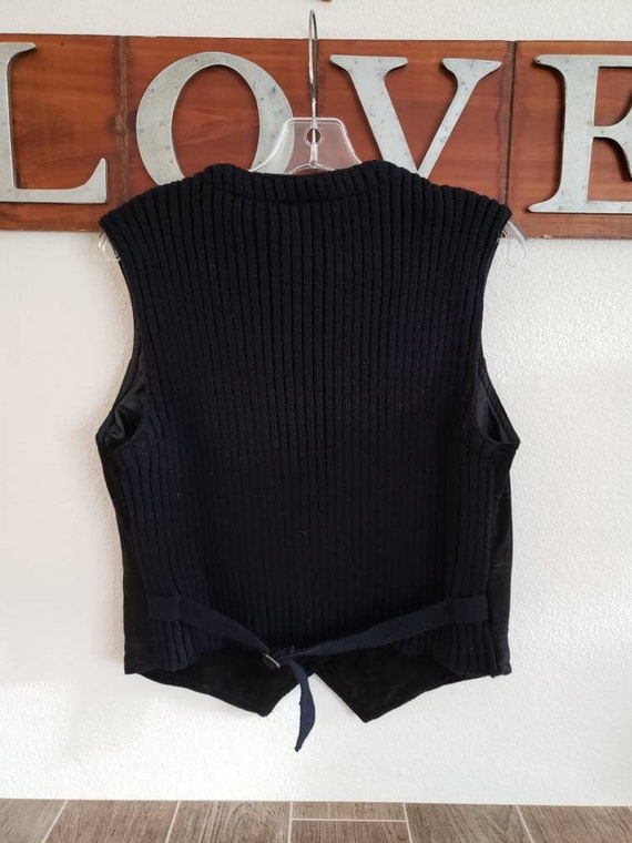 Vintage Black Suede and Knit Vest by Carole Littl… - image 6