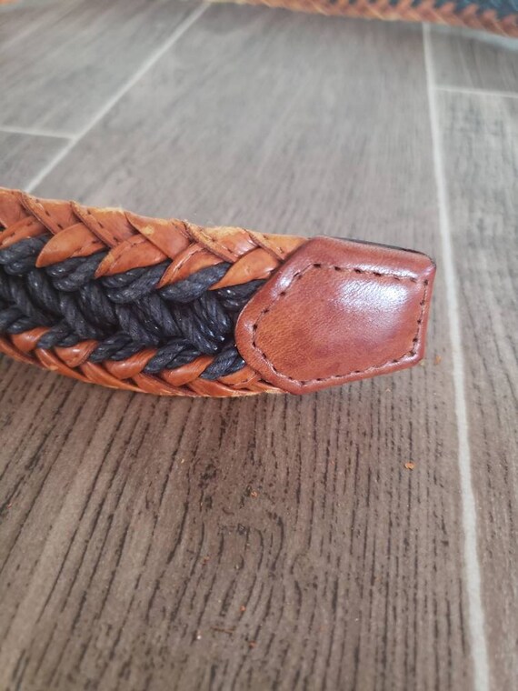 Vintage Braided Leather Belt | Brown Leather and … - image 6