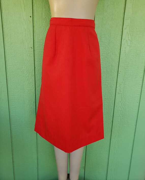 Vintage 1970's Red Skirt | Hand Made Knee Skirt |… - image 1