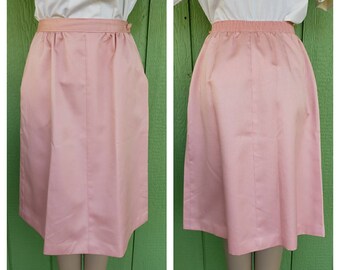 Vintage A Line Skirt by Koret | Pale Pink Fitted Waist Skirt | Preppy Secretary Style Skirt | Size 26"  Waist