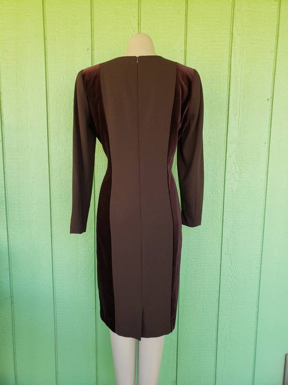 Vintage Louis Feraud Dress | Wool and Velvet Shea… - image 4