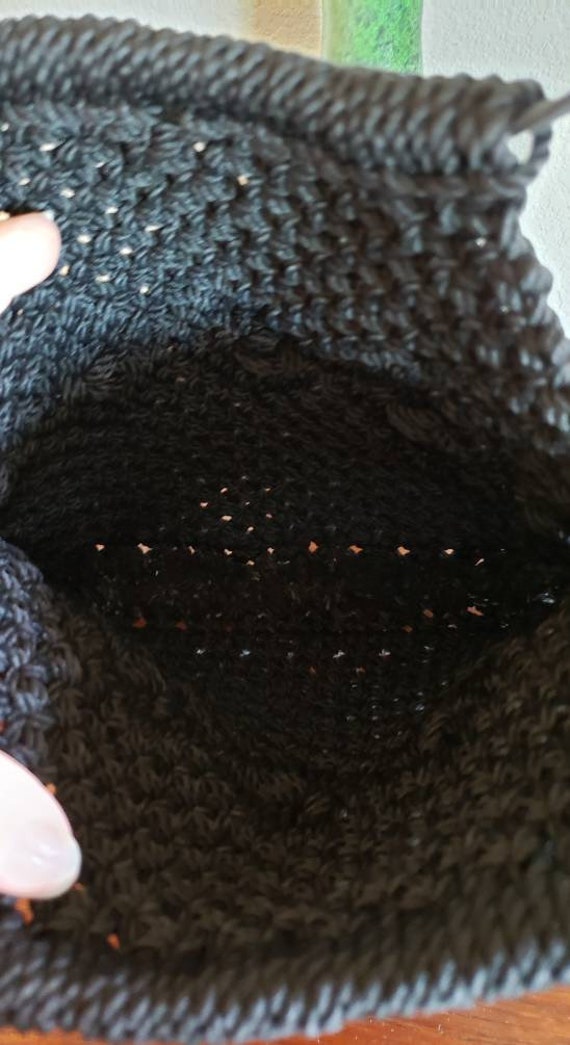 Vintage 1960's Black Thick Crocheted Handbag Purs… - image 5