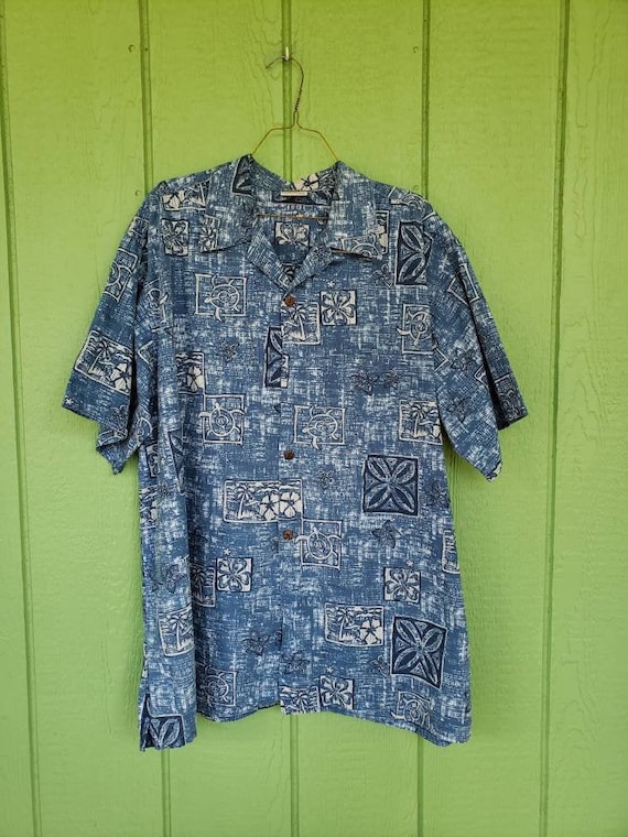 Men's Hawaiian Shirt by Go Barefoot, Tropical Pri… - image 1