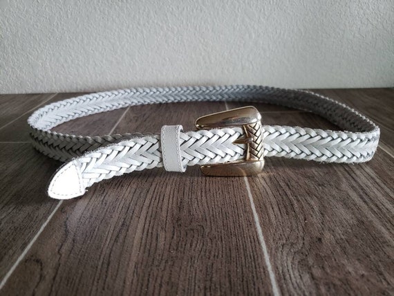 Vintage 1990's White Braided Leather Belt by Chic… - image 2