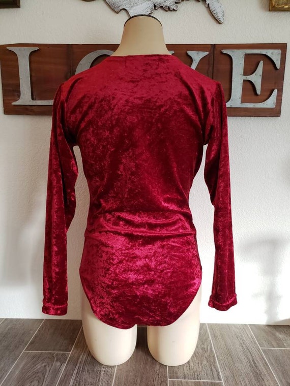 Vintage Velvet Bodysuit by Betty Blue | Burgundy … - image 3