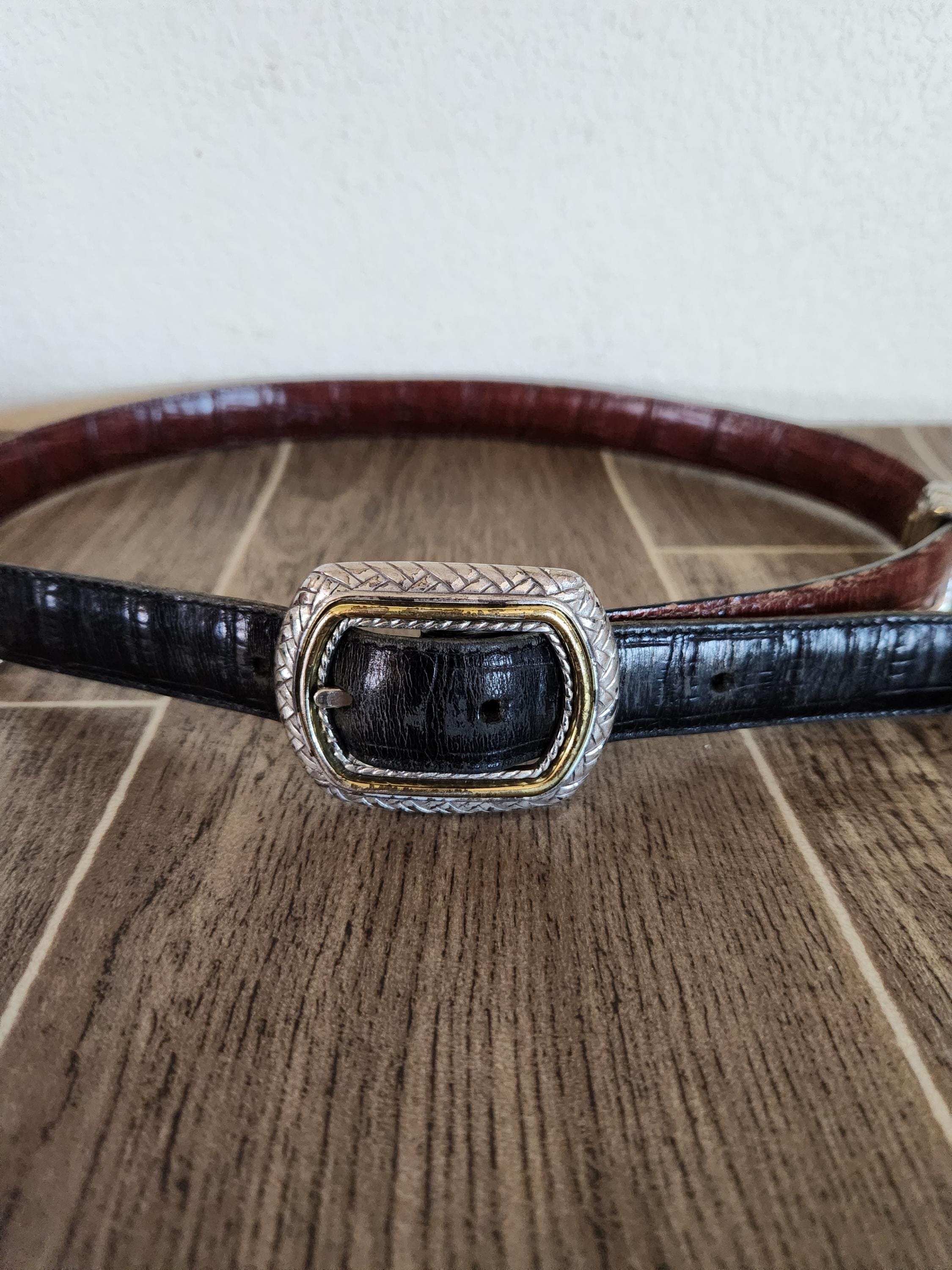 Vintage Leather Belt With Heart Conchos | Black and Brown  display picture 1