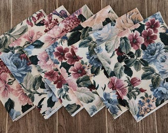 en tissu à fleurs vintage | Motif floral pastel chaleureux | Lot de 6