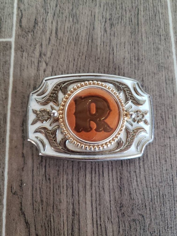 Initial r belt buckle Gem