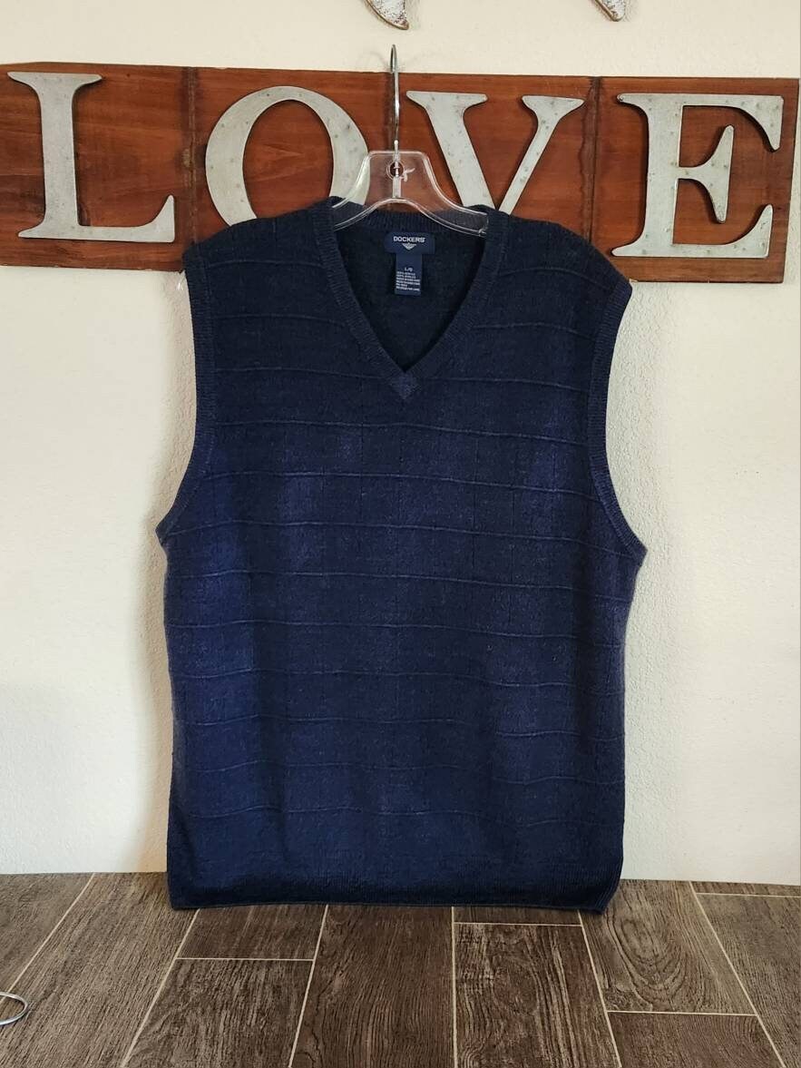 Vintage Men s Sweater Vest by Dockers Ultra Soft Acrylic Sweater Vest Dusty Blue Vest Label Size Large Etsy Canada