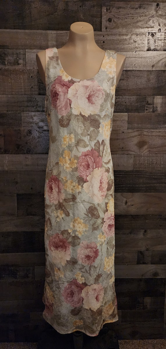 Vintage 1990's Long Rose Floral Dress with Matchi… - image 3