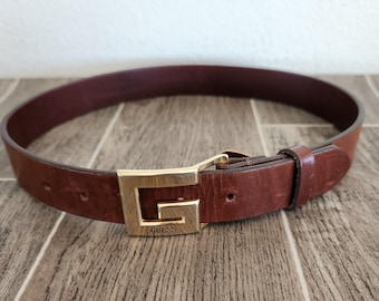 Guess,brown Leather Belt ,USA W/buckle, 28 display picture 2