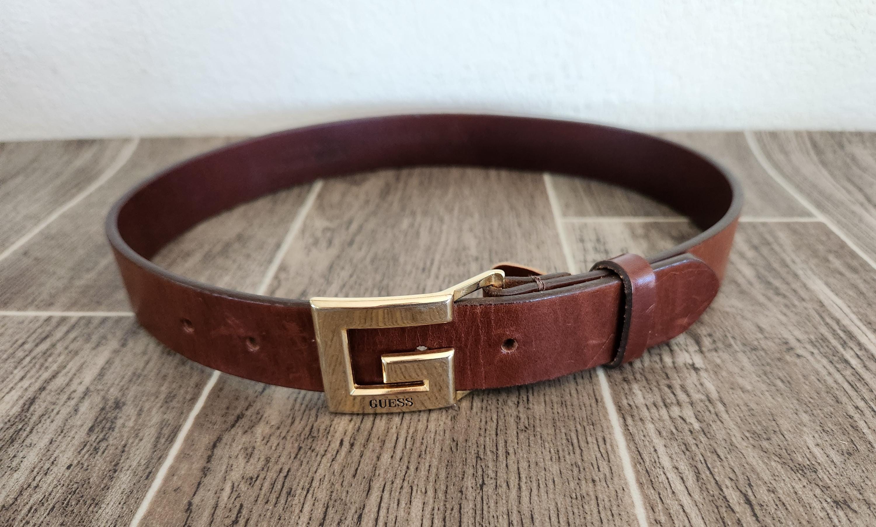 Guess Brown Belt with Ornate Gold Heart Buckle Guess,brown Leather Belt ,USA W/buckle, 28 main image 4
