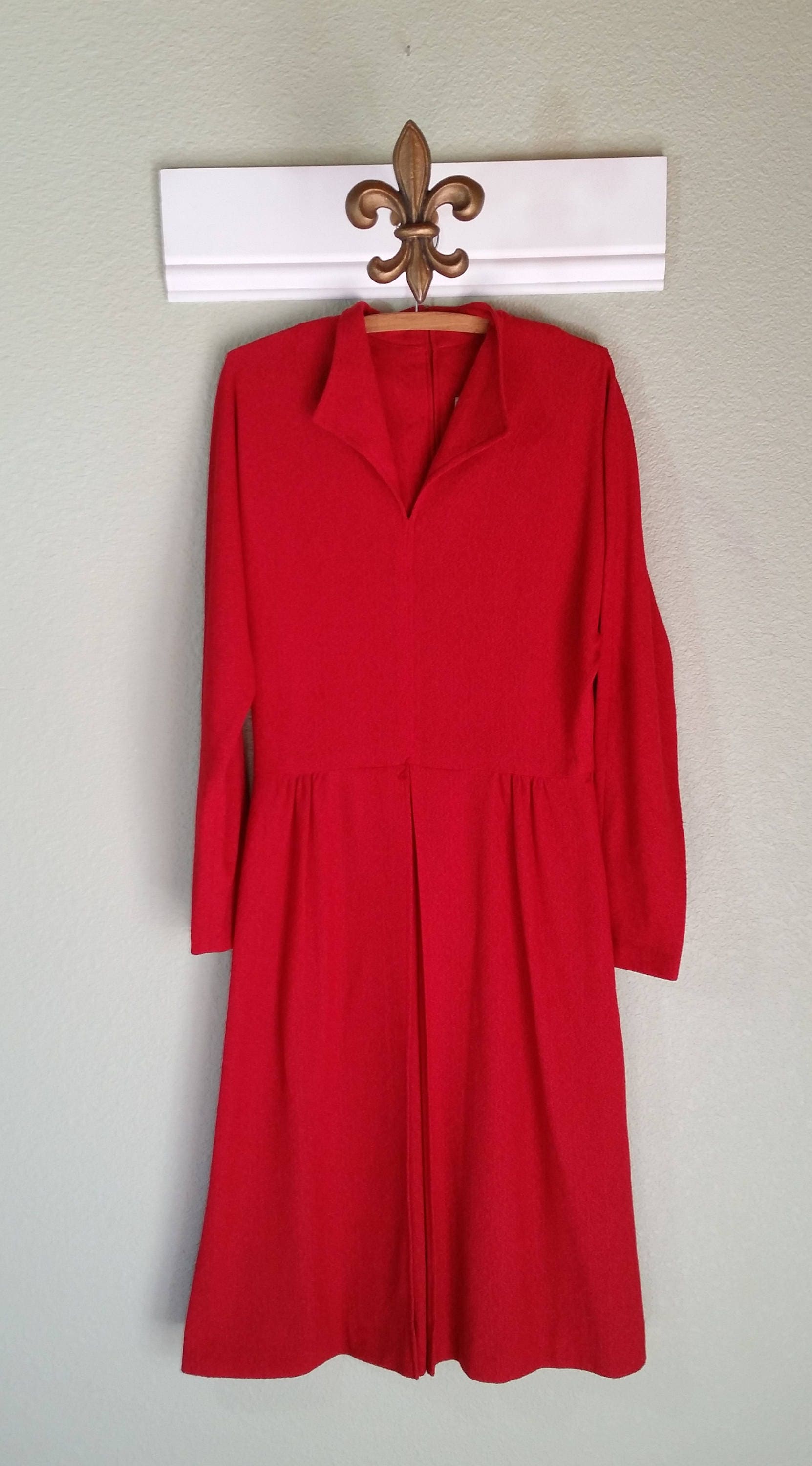 Vintage Polyester Knit Dress, Red, Dovani of Dallas, Size Large